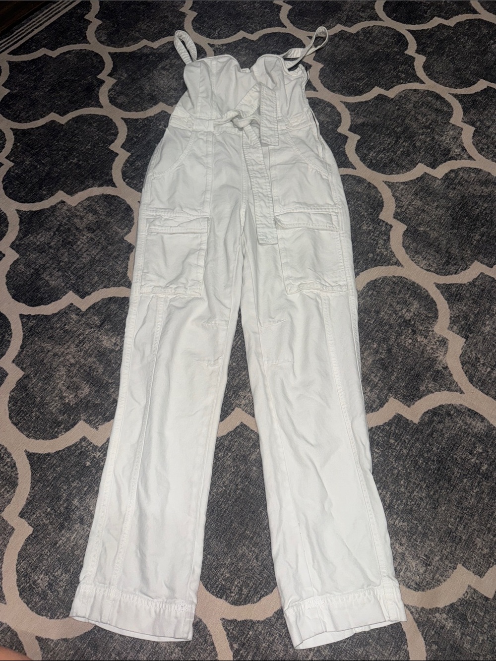 Free People Go West Utility Jumpsuit White Size xs